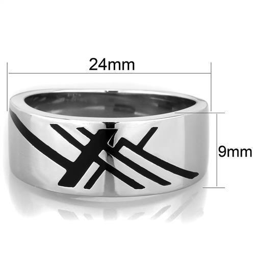 TK1800 - High polished (no plating) Stainless Steel Ring with Epoxy in Jet