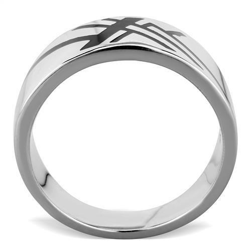 TK1800 - High polished (no plating) Stainless Steel Ring with Epoxy in Jet