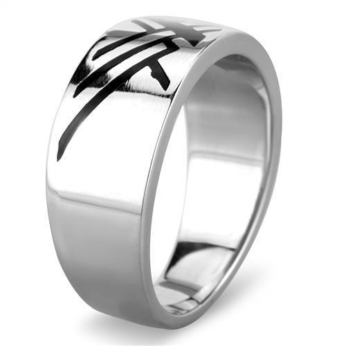 TK1800 - High polished (no plating) Stainless Steel Ring with Epoxy in Jet