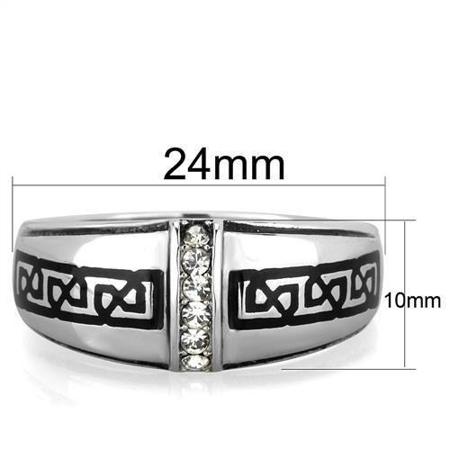 TK1801 - High polished (no plating) Stainless Steel Ring with Top Grade Crystal in Clear