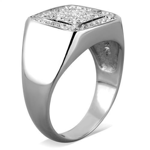TK1802 - High polished (no plating) Stainless Steel Ring with AAA Grade CZ in Clear