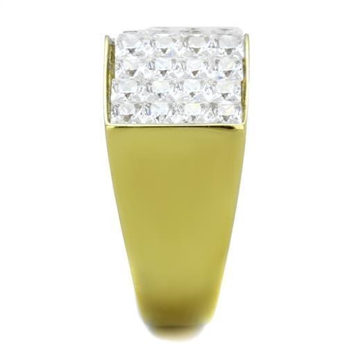TK1808 - IP Gold(Ion Plating) Stainless Steel Ring with AAA Grade CZ in Clear