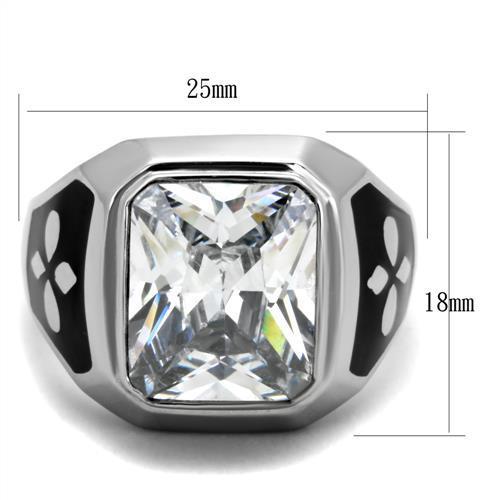 TK1813 - High polished (no plating) Stainless Steel Ring with AAA Grade CZ in Clear