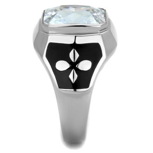 TK1813 - High polished (no plating) Stainless Steel Ring with AAA Grade CZ in Clear
