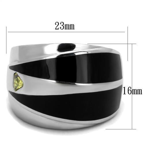 TK1815 - High polished (no plating) Stainless Steel Ring with AAA Grade CZ in Topaz