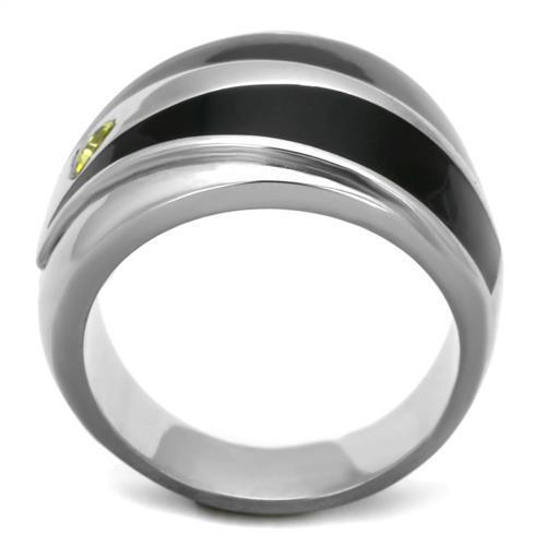 TK1815 - High polished (no plating) Stainless Steel Ring with AAA Grade CZ in Topaz
