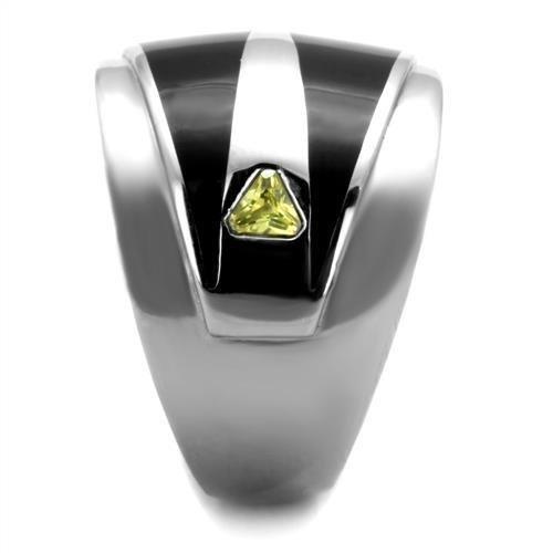 TK1815 - High polished (no plating) Stainless Steel Ring with AAA Grade CZ in Topaz