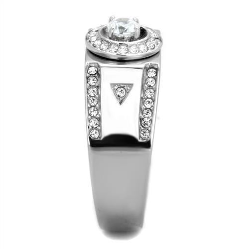TK1819 - High polished (no plating) Stainless Steel Ring with AAA Grade CZ in Clear