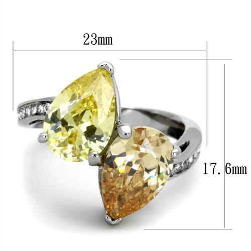 TK1820 - High polished (no plating) Stainless Steel Ring with AAA Grade CZ in Multi Color