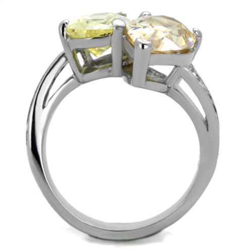 TK1820 - High polished (no plating) Stainless Steel Ring with AAA Grade CZ in Multi Color