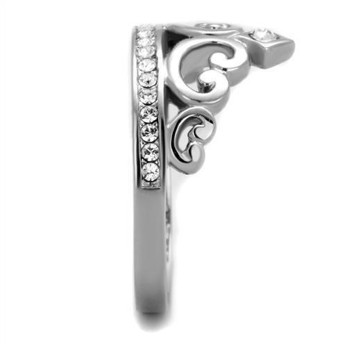 TK1821 - High polished (no plating) Stainless Steel Ring with Top Grade Crystal in Clear
