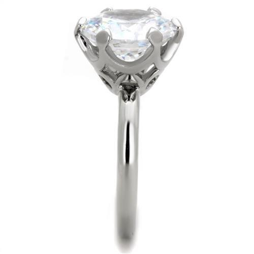 TK1823 - High polished (no plating) Stainless Steel Ring with AAA Grade CZ in Clear