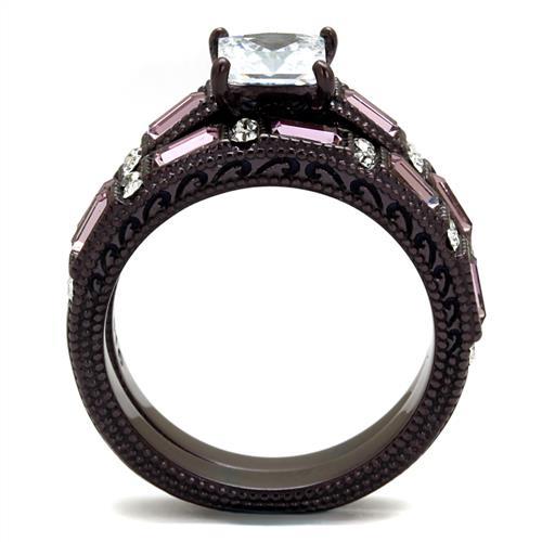 TK1829DC - IP Dark Brown (IP coffee) Stainless Steel Ring with AAA Grade CZ in Clear