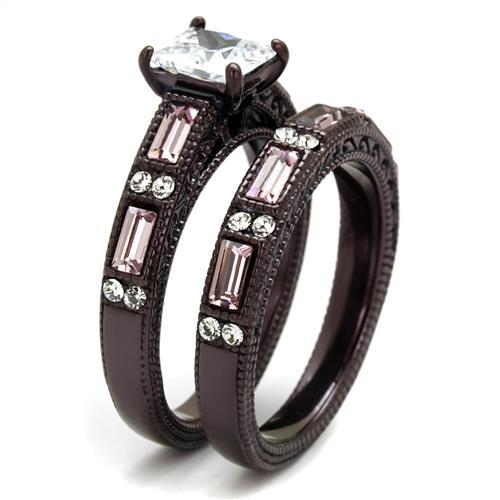 TK1829DC - IP Dark Brown (IP coffee) Stainless Steel Ring with AAA Grade CZ in Clear