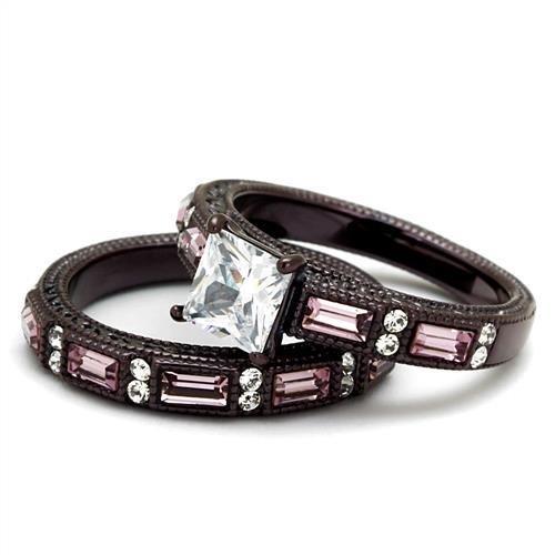 TK1829DC - IP Dark Brown (IP coffee) Stainless Steel Ring with AAA Grade CZ in Clear