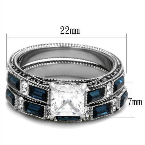 TK1829 - High polished (no plating) Stainless Steel Ring with AAA Grade CZ in Clear