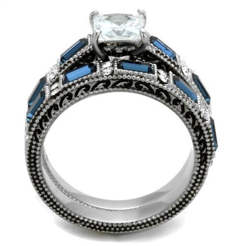 TK1829 - High polished (no plating) Stainless Steel Ring with AAA Grade CZ in Clear