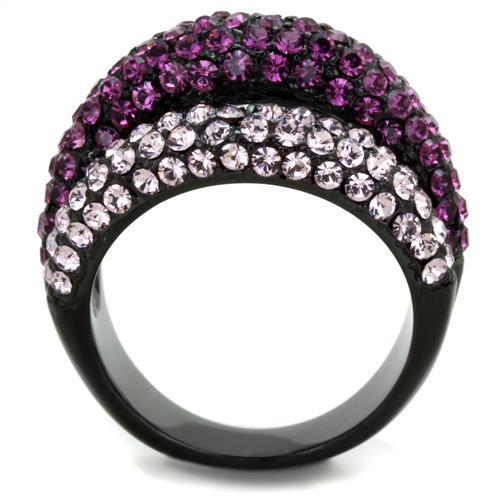 TK1831 - IP Black(Ion Plating) Stainless Steel Ring with Top Grade Crystal in Multi Color