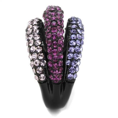 TK1831 - IP Black(Ion Plating) Stainless Steel Ring with Top Grade Crystal in Multi Color