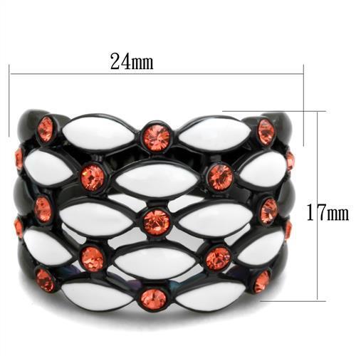 TK1832 - IP Black(Ion Plating) Stainless Steel Ring with Top Grade Crystal in Garnet