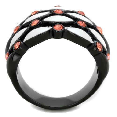 TK1832 - IP Black(Ion Plating) Stainless Steel Ring with Top Grade Crystal in Garnet