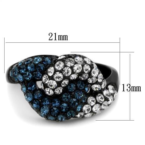TK1833 - IP Black(Ion Plating) Stainless Steel Ring with Top Grade Crystal in Montana