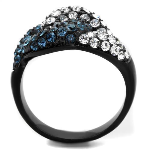 TK1833 - IP Black(Ion Plating) Stainless Steel Ring with Top Grade Crystal in Montana