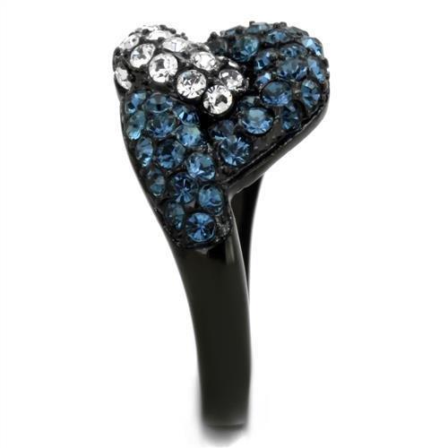 TK1833 - IP Black(Ion Plating) Stainless Steel Ring with Top Grade Crystal in Montana