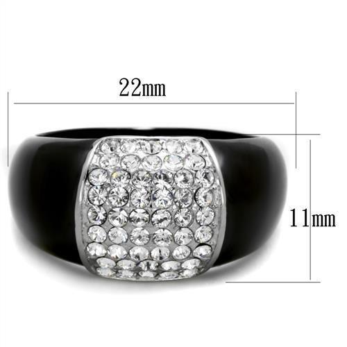 TK1840 - Two-Tone IP Black (Ion Plating) Stainless Steel Ring with Top Grade Crystal in Clear