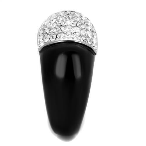 TK1840 - Two-Tone IP Black (Ion Plating) Stainless Steel Ring with Top Grade Crystal in Clear