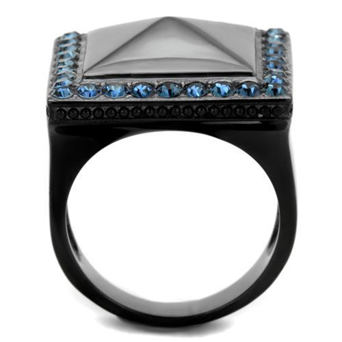 TK1841 - IP Black(Ion Plating) Stainless Steel Ring with Top Grade Crystal in Montana