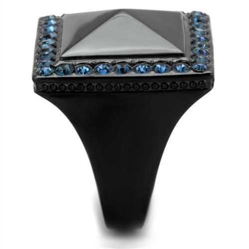 TK1841 - IP Black(Ion Plating) Stainless Steel Ring with Top Grade Crystal in Montana