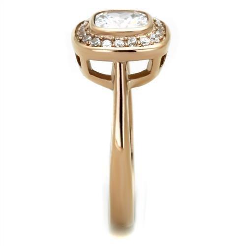 TK1844 - IP Rose Gold(Ion Plating) Stainless Steel Ring with AAA Grade CZ in Clear