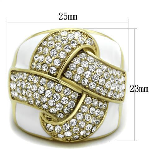 TK1848 - IP Gold(Ion Plating) Stainless Steel Ring with Top Grade Crystal in Clear