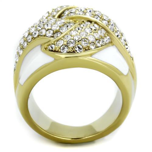 TK1848 - IP Gold(Ion Plating) Stainless Steel Ring with Top Grade Crystal in Clear