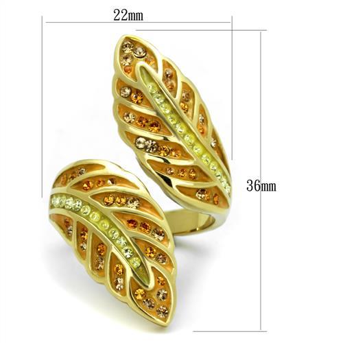 TK1849 - IP Gold(Ion Plating) Stainless Steel Ring with Top Grade Crystal in Multi Color