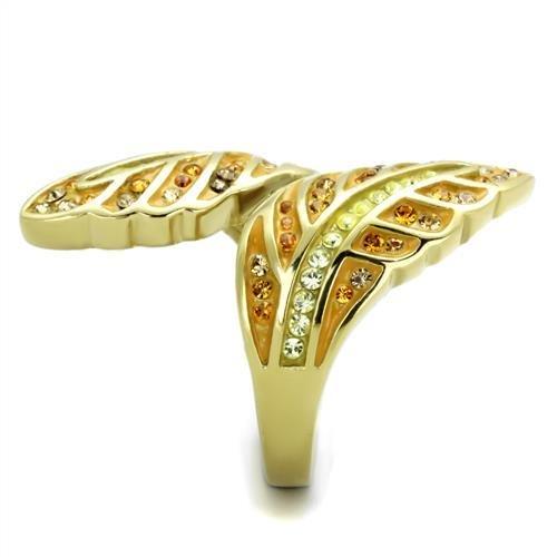 TK1849 - IP Gold(Ion Plating) Stainless Steel Ring with Top Grade Crystal in Multi Color