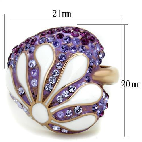 TK1850 - IP Rose Gold(Ion Plating) Stainless Steel Ring with Top Grade Crystal in Multi Color