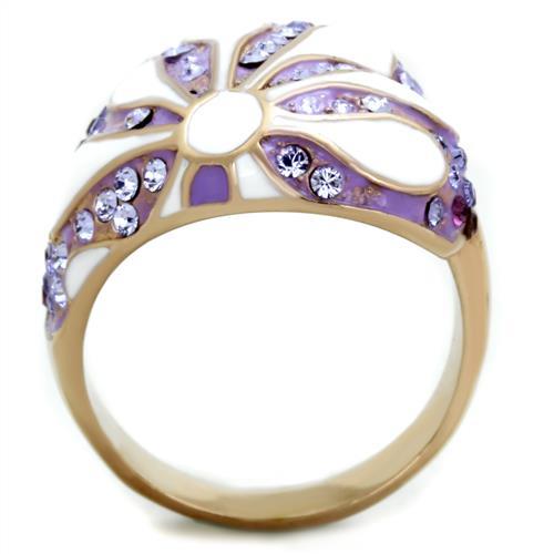 TK1850 - IP Rose Gold(Ion Plating) Stainless Steel Ring with Top Grade Crystal in Multi Color