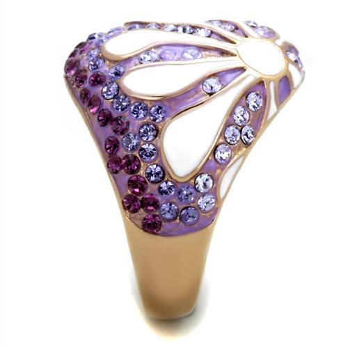 TK1850 - IP Rose Gold(Ion Plating) Stainless Steel Ring with Top Grade Crystal in Multi Color