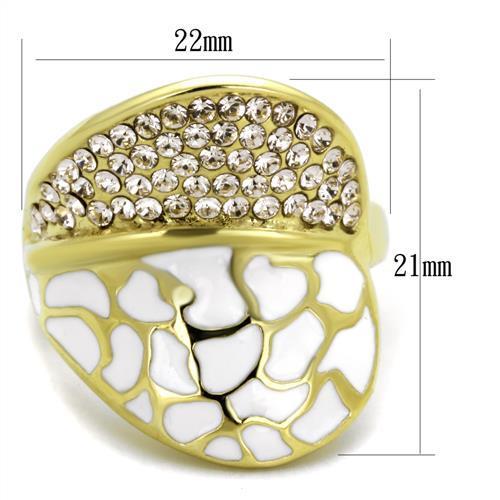 TK1851 - IP Gold(Ion Plating) Stainless Steel Ring with Top Grade Crystal in Clear
