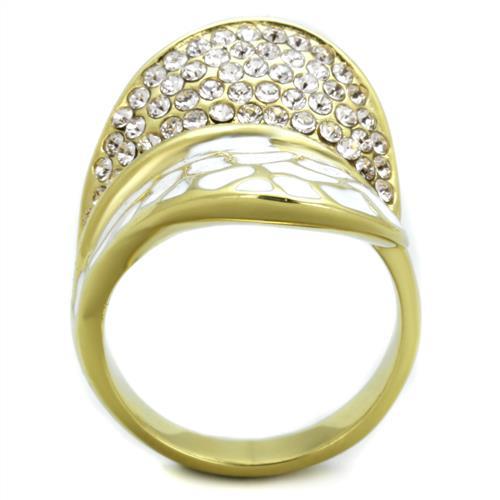 TK1851 - IP Gold(Ion Plating) Stainless Steel Ring with Top Grade Crystal in Clear