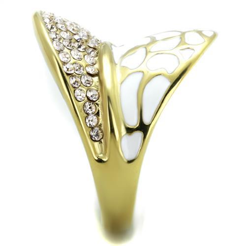 TK1851 - IP Gold(Ion Plating) Stainless Steel Ring with Top Grade Crystal in Clear