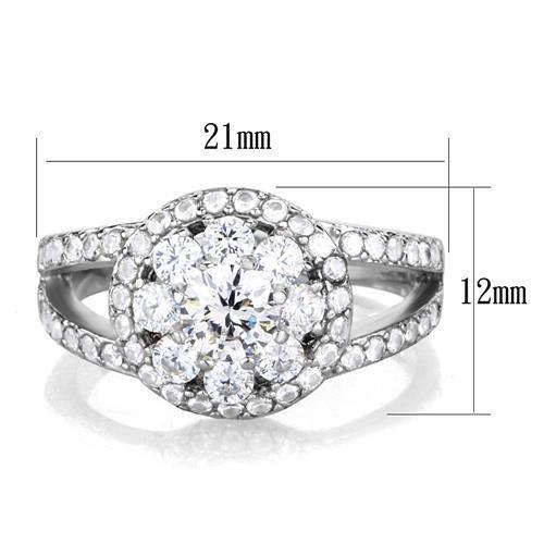 TK1855 - High polished (no plating) Stainless Steel Ring with AAA Grade CZ in Clear