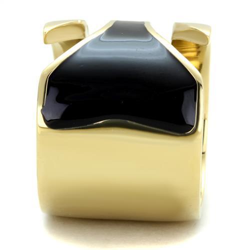 TK1860 - IP Gold(Ion Plating) Stainless Steel Ring with Epoxy in Jet