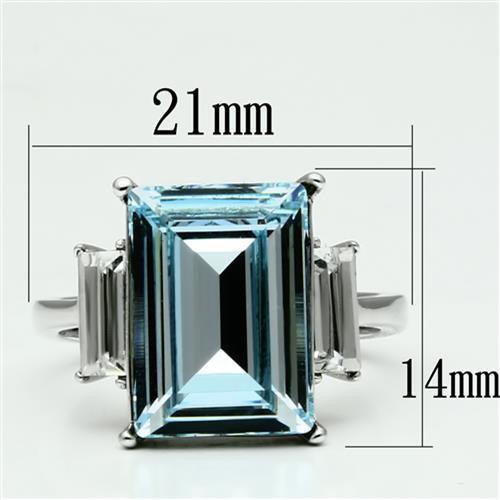 TK1862 - High polished (no plating) Stainless Steel Ring with Top Grade Crystal in Sea Blue