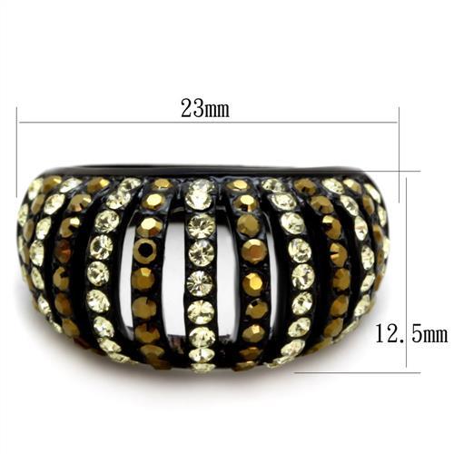 TK1865 - IP Black(Ion Plating) Stainless Steel Ring with Top Grade Crystal in Multi Color