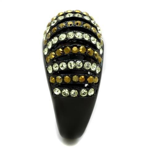 TK1865 - IP Black(Ion Plating) Stainless Steel Ring with Top Grade Crystal in Multi Color