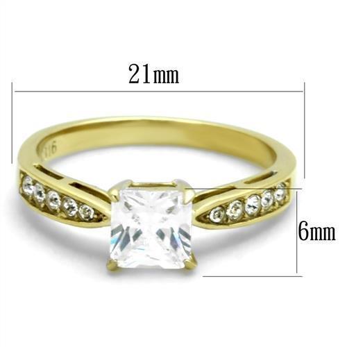 TK1873 - IP Gold(Ion Plating) Stainless Steel Ring with AAA Grade CZ in Clear