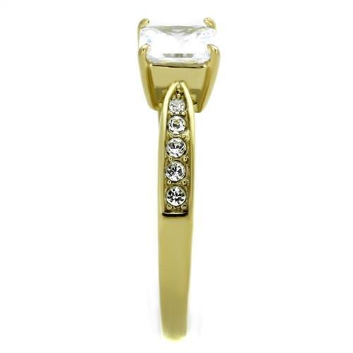 TK1873 - IP Gold(Ion Plating) Stainless Steel Ring with AAA Grade CZ in Clear